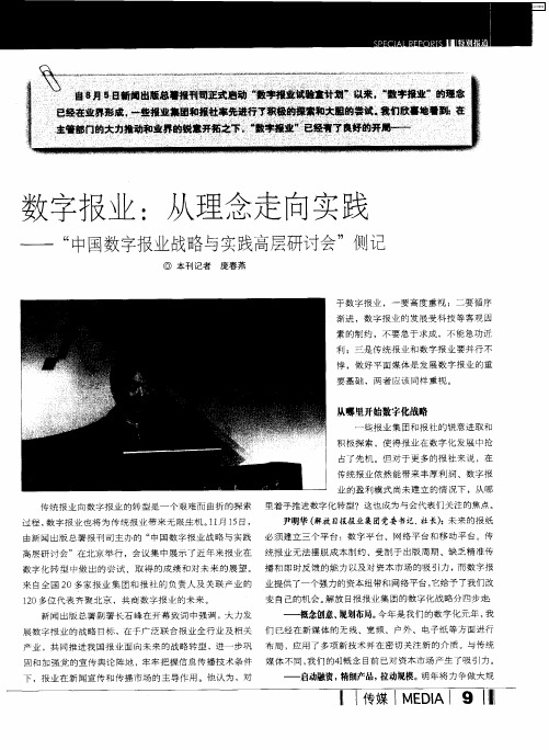 数字报业：从理念走向实践“中国数字报业战略与实践高层研讨会”侧记