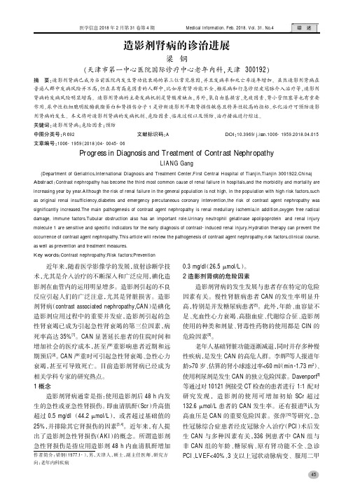 造影剂肾病的诊治进展