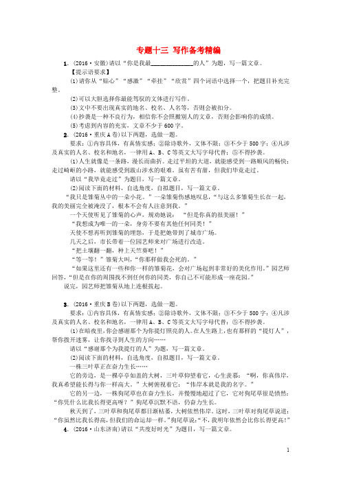 江西省中考语文复习 综合性学习与写作 专题十三 写作备考精编