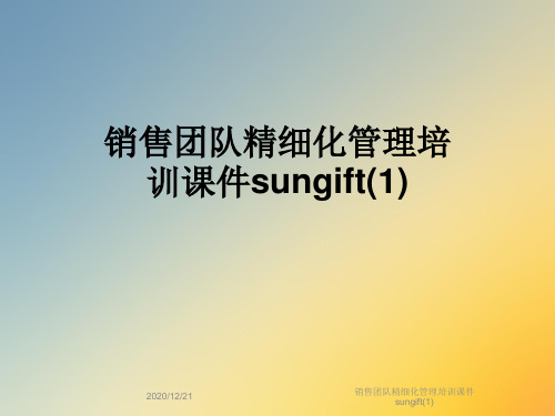 销售团队精细化管理培训课件sungift(1)