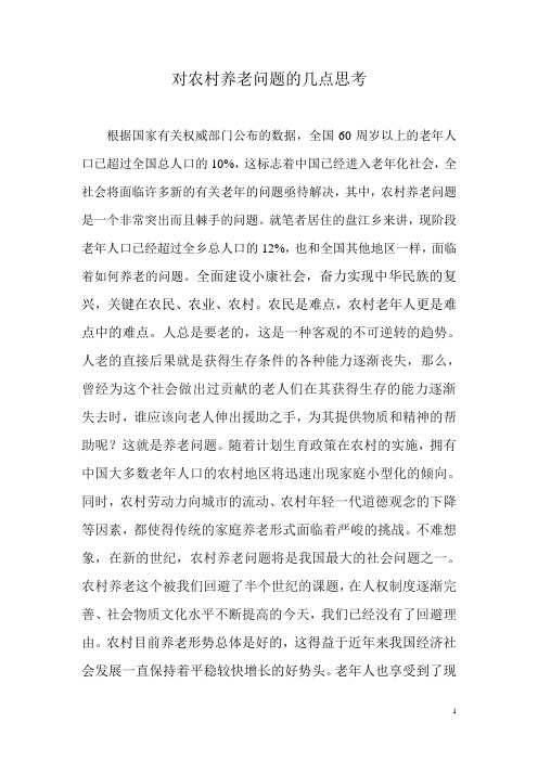对农村养老问题的几点思考