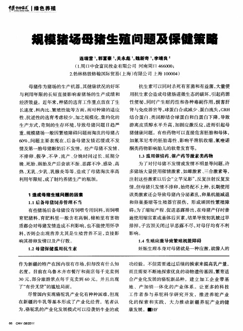 规模猪场母猪生殖问题及保健策略