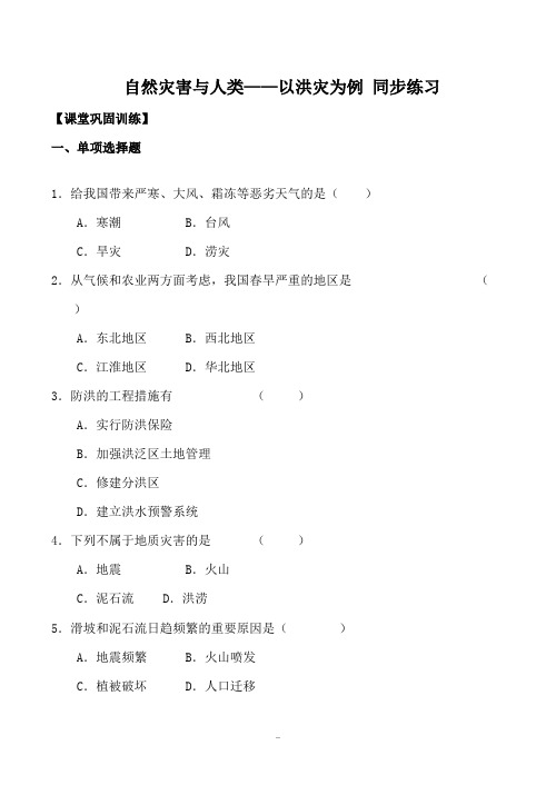 高中地理自然灾害与人类——以洪灾为例 同步练习鲁教版必修一