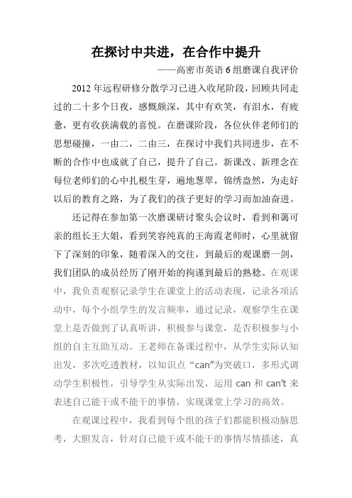磨课自我评价