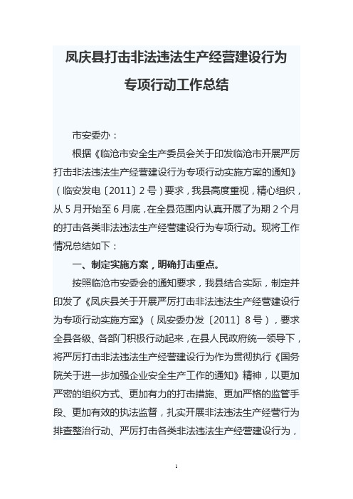 打击非法违法生产经营建设总结