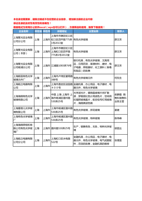 2020新版上海市有色光学玻璃工商企业公司名录名单黄页大全10家