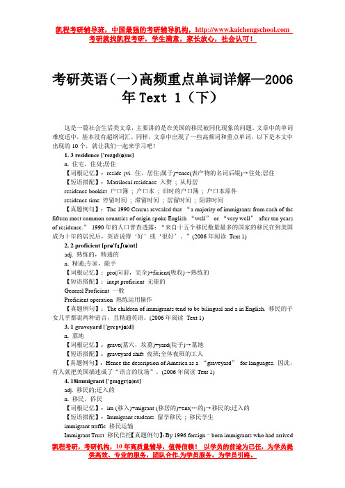 考研英语(一)高频重点单词详解—2006年Text 1(下)