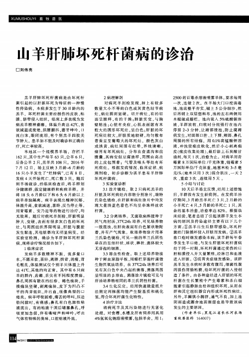 山羊肝肺坏死杆菌病的诊治