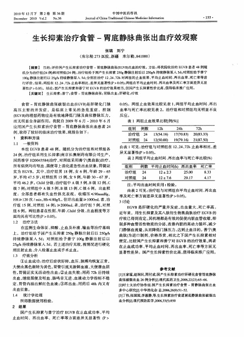 生长抑素治疗食管-胃底静脉曲张出血疗效观察