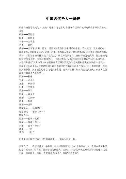 中国古代圣人一览表及24节气