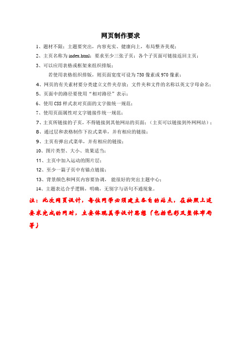 网页制作要求
