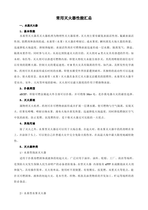 常用灭火器性能汇总