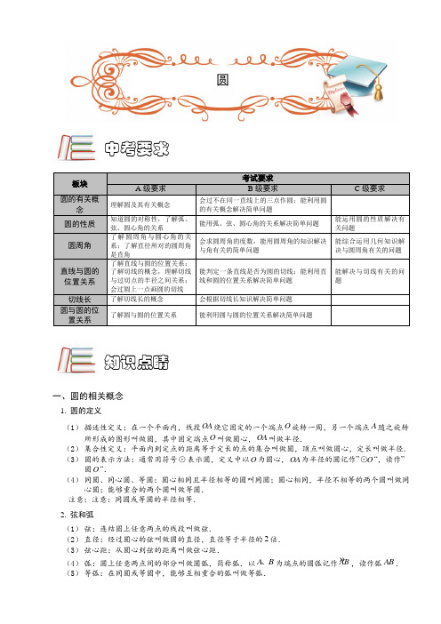 著名机构初中数学培优讲义中考复习.圆.第12讲(通用讲).学生版