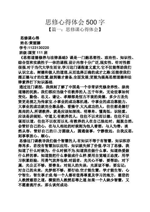 思修心得体会500字