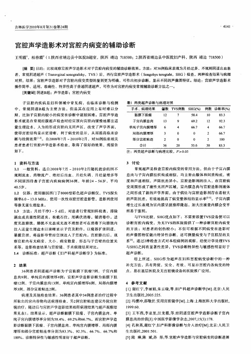 宫腔声学造影术对宫腔内病变的辅助诊断