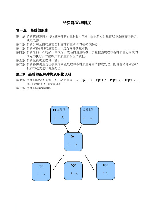 品质部组织管理制度