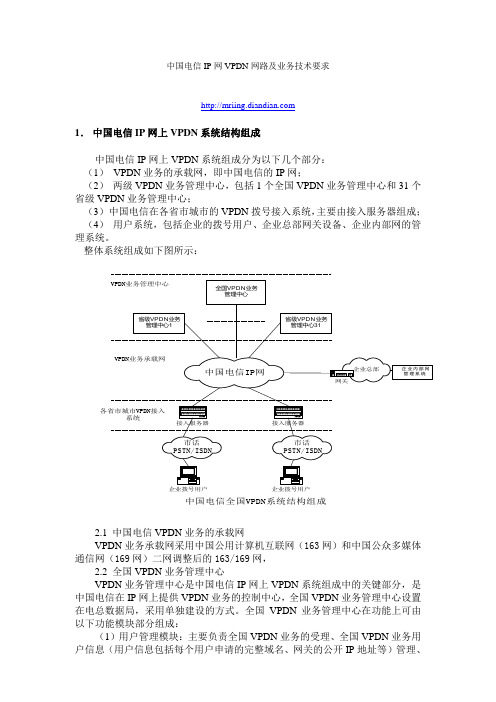 中国电信IP网VPDN网路及业务技术要求