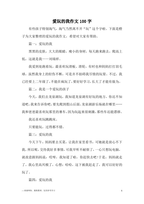 爱玩的我作文100字