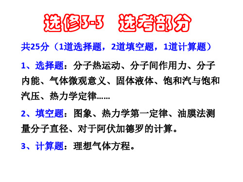 物理选修3-3知识点  期末考试复习
