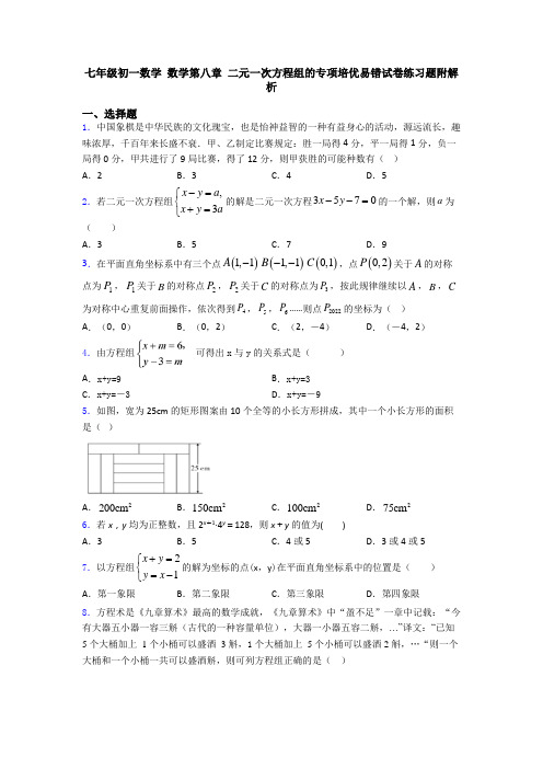 七年级初一数学 数学第八章 二元一次方程组的专项培优易错试卷练习题附解析