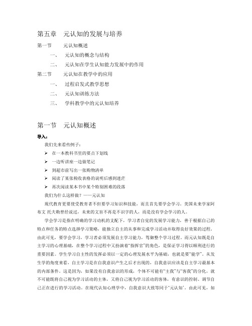 第五章 元认知概述