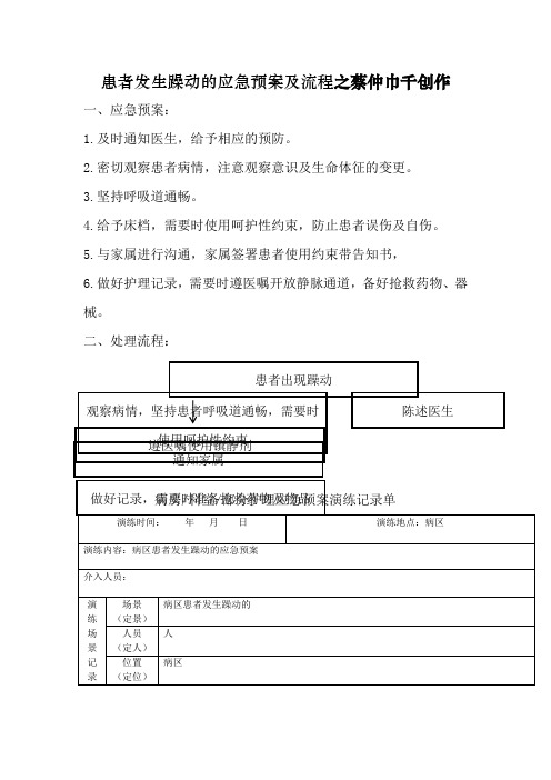 患者发生躁动的应急预案及流程