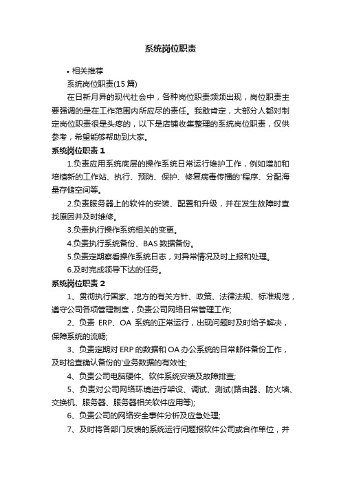 系统岗位职责