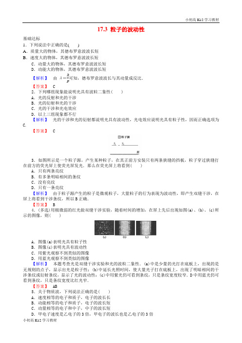 精品推荐高中物理 17.3 粒子的波动性课时作业 新人教版选修3-5