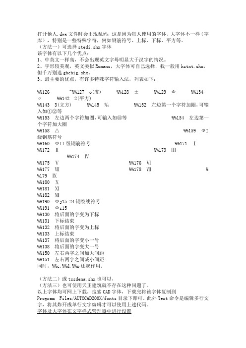 CAD钢筋字体