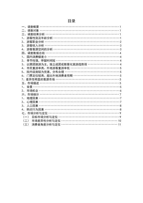 七星公园市场定位与分析报告文案
