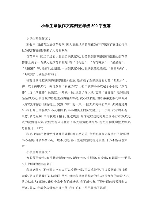 小学生寒假作文范例五年级500字五篇