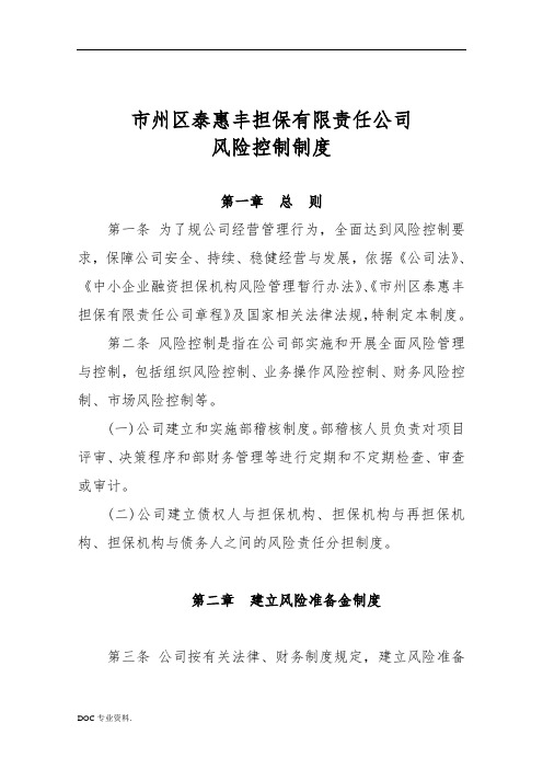 担保公司风险控制制度