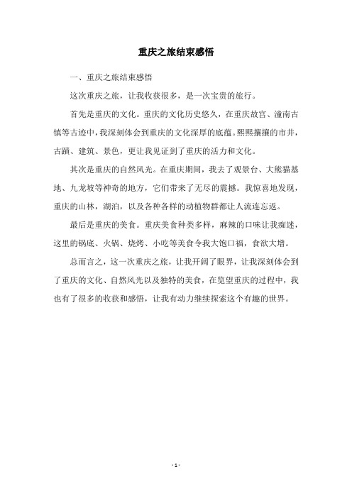 重庆之旅结束感悟