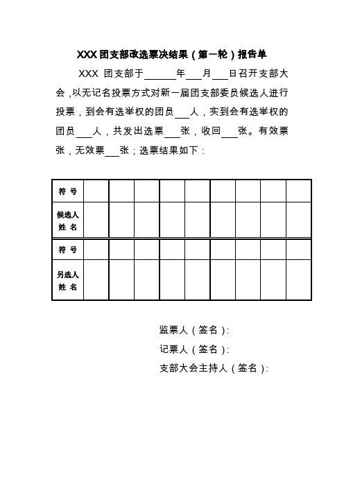 团支部票决结果报告单