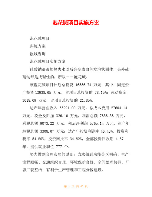 泡花碱项目实施方案
