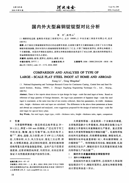 国内外大型扁钢锭锭型对比分析
