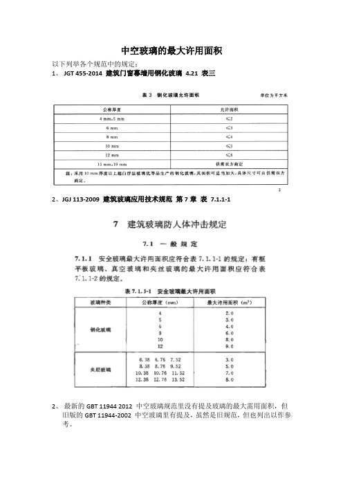 中空玻璃最大许用面积