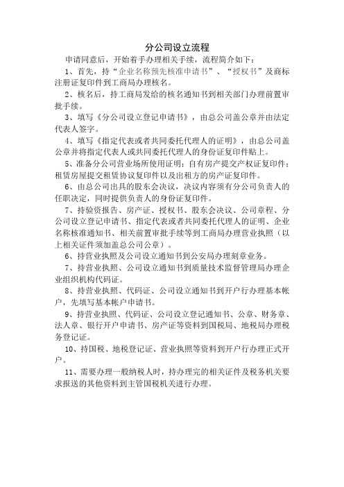 分公司设立流程