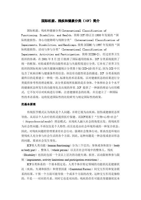 国际功能 残疾和健康分类 ICF 概述