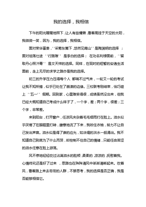 我的选择,我相信