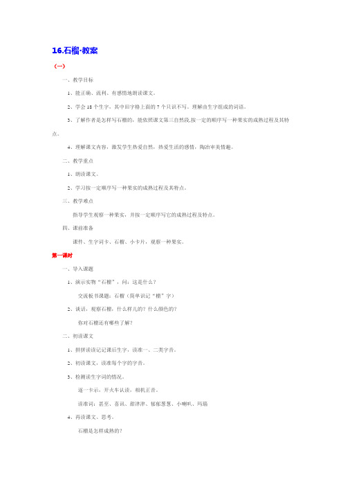 16石榴教案