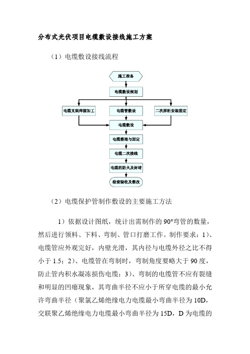 分布式光伏项目电缆敷设接线施工方案