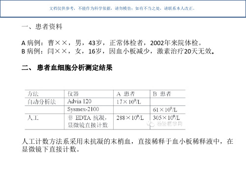 EDTA依赖性假性血小板减少课件
