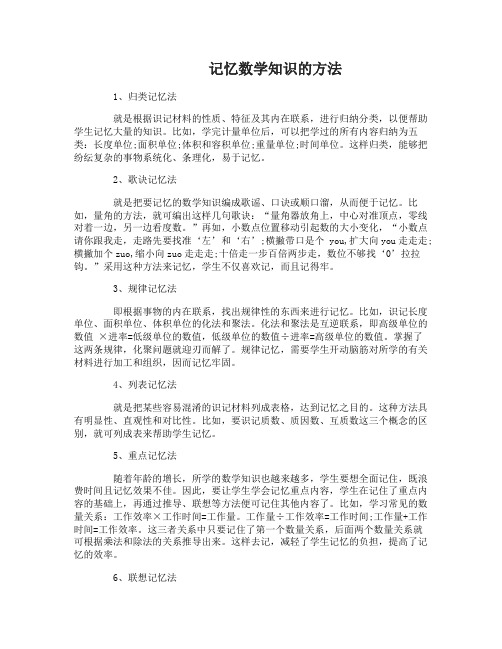 快速记忆数学知识的六大方法