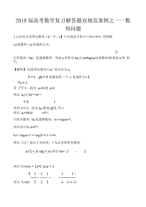 2019届高考数学复习解答题双规范案例之——数列问题.doc