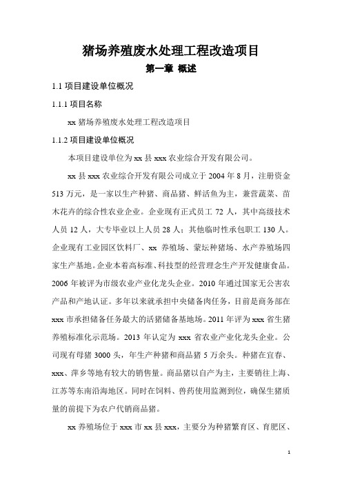 猪场养殖废水处理工程改造项目可行性研究报告