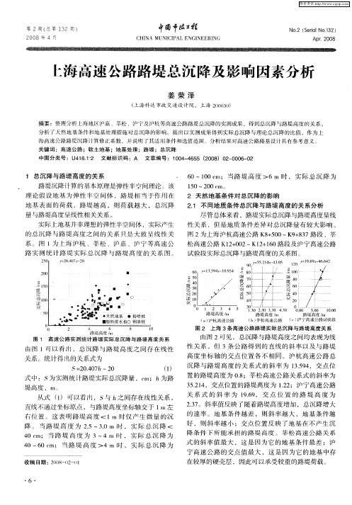上海高速公路路堤总沉降及影响因素分析