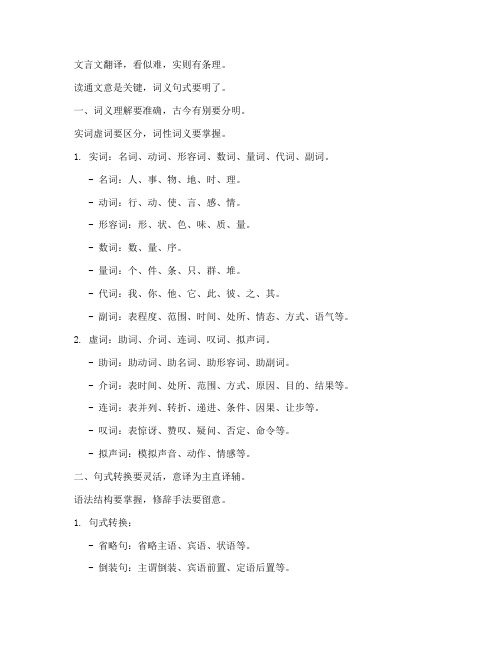 翻译文言文的口诀