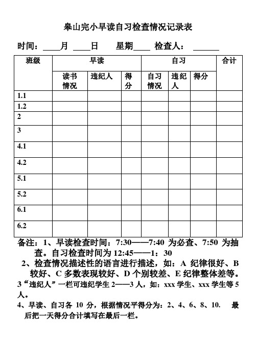 早读检查表