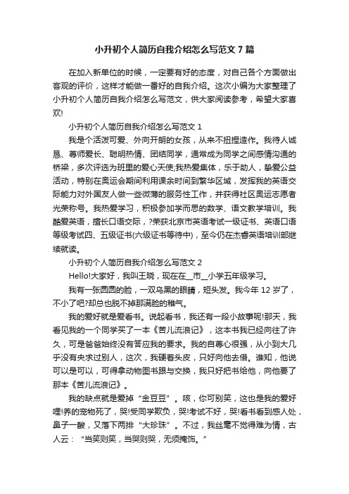 小升初个人简历自我介绍怎么写范文7篇